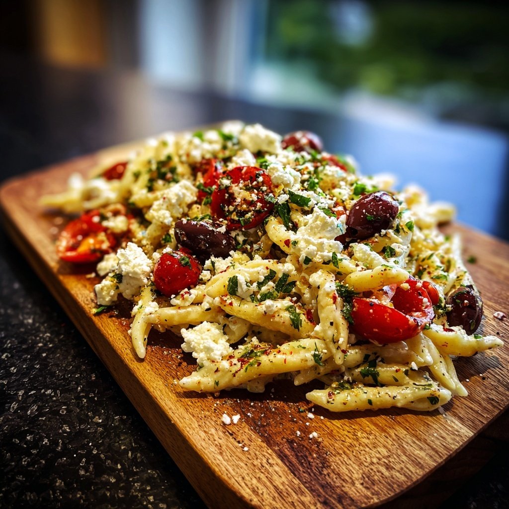 Mediterraner Nudelsalat Mit Petersilie