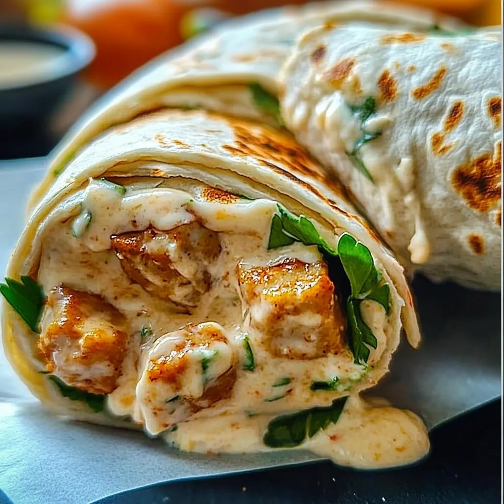 Hähnchen-Wraps mit Käse und Knoblauch