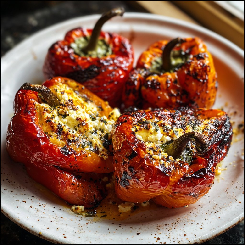 Gegrillte Paprika Mit Feta