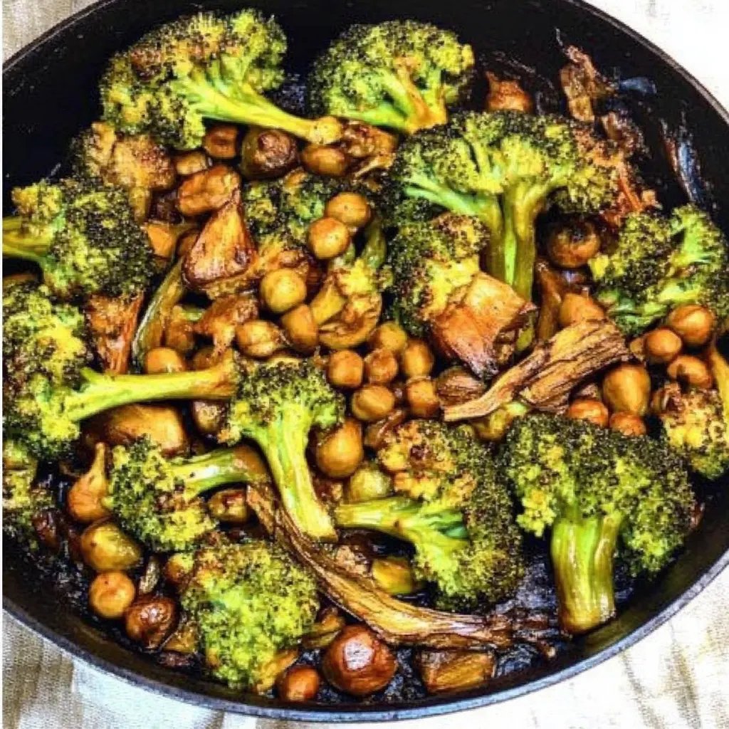 Gebratener Knoblauch-Brokkoli mit Kichererbsen