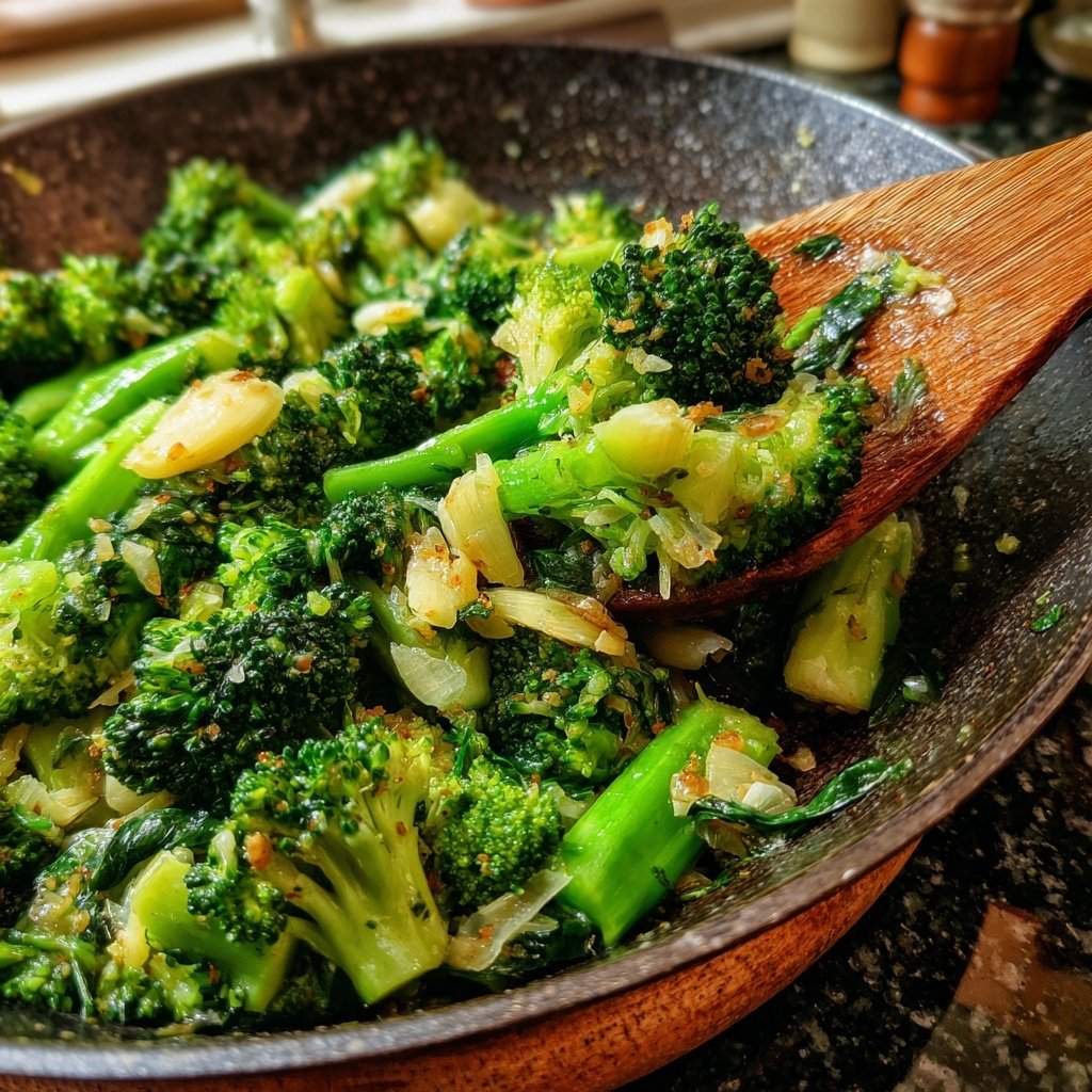Brokkoli Pfanne Mit Knoblauch