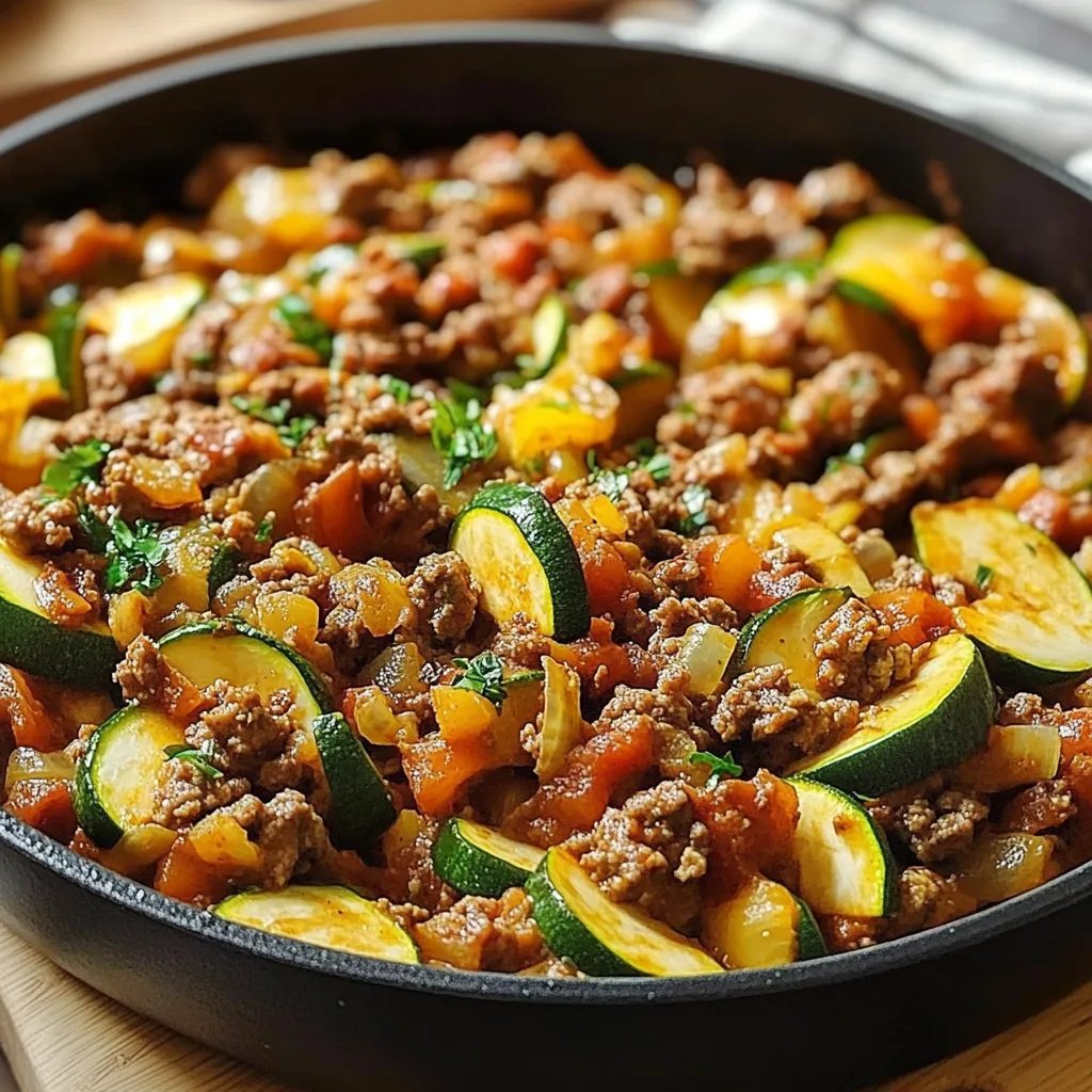 Gesundes Zucchini-Rindfleisch-Pfannengericht